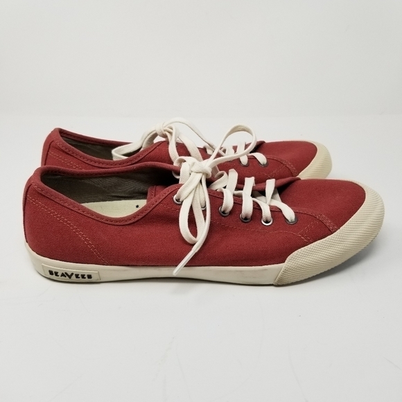 Seavees Monterey Sneakers Standard Red Ochre Lace Up Canvas Womens Size 10 Shoes - Picture 11 of 12